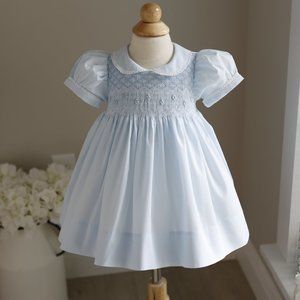 RARE Blue Smocked Dress Heirloom Feltman Brothers PERFECT CONDITION Like New